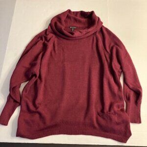 Eileen Fisher cowl neck 100% Merino wool Burgundy sweater size Medium
